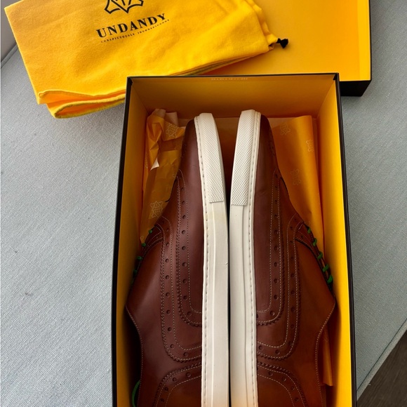 Men's Brown Leather Brogue Undandy Shoes - Picture 5 of 9